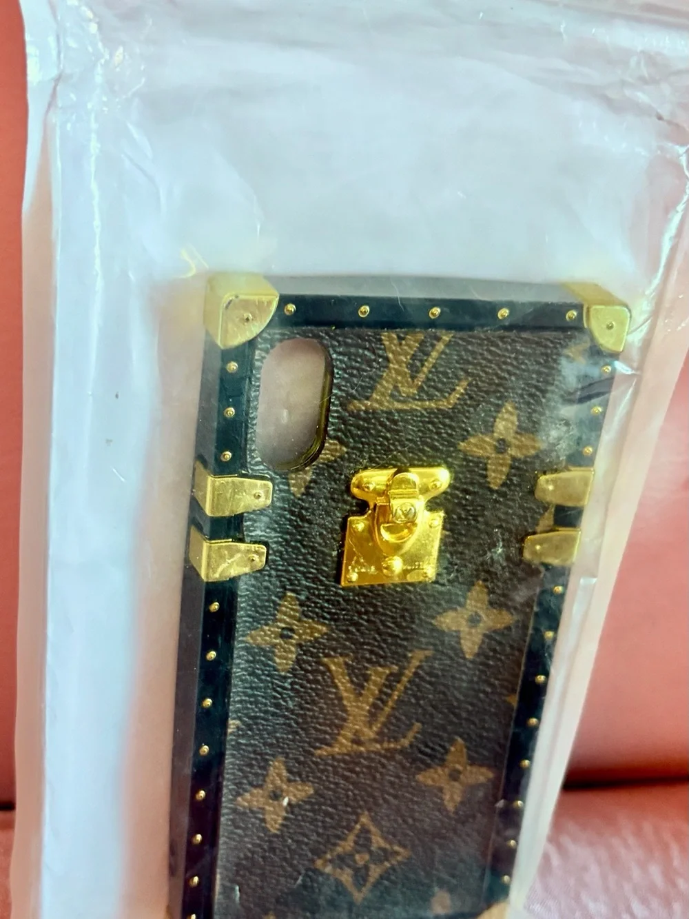 Designer Pattern Brown/Gold Phone Case with Black Trim & Gold Accents — iPhoneXS